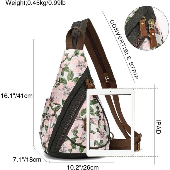 Women Small Canvas Sling Bag Crossbody Shoulder Backpack main image 2